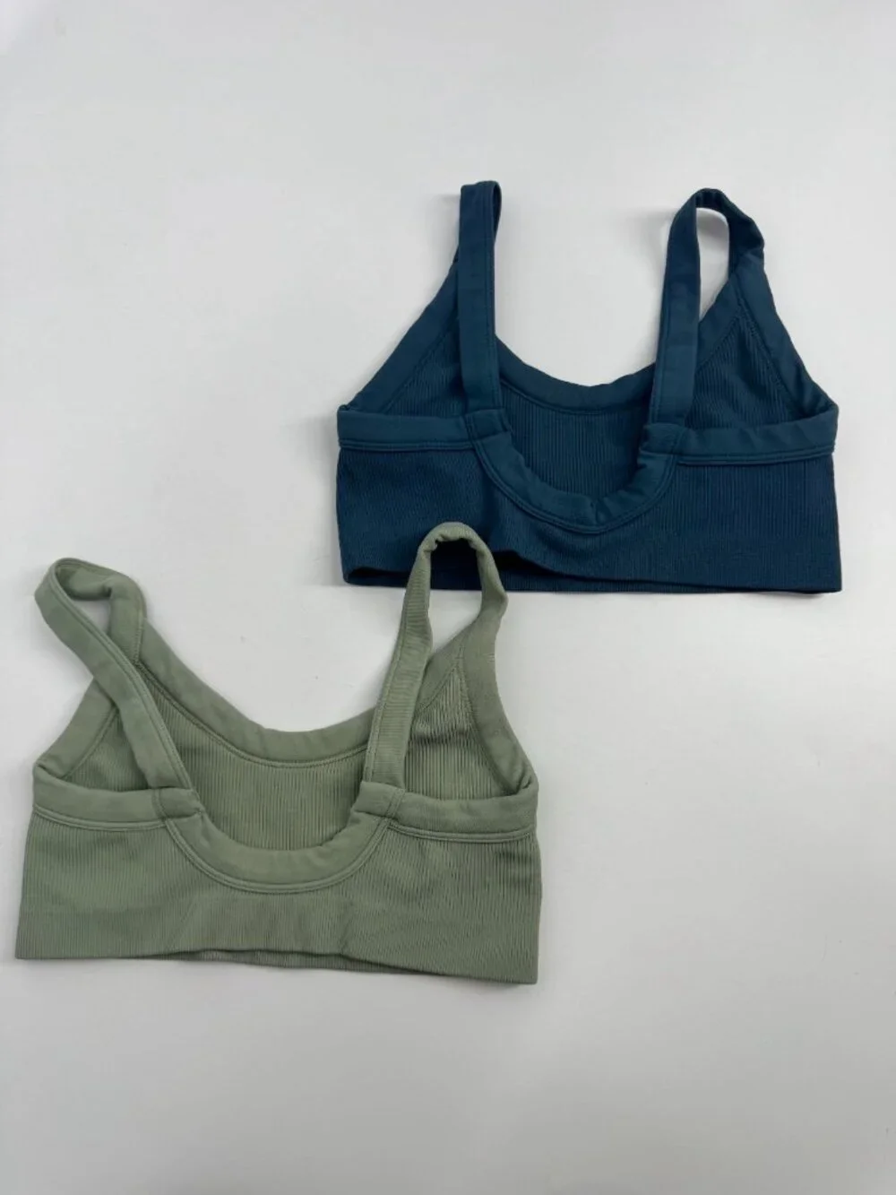 Set Active SCULPTFLEX Low Back Cami Green Blue Ribbed Sports Bra Bundle Size S